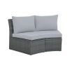10 Piece Half Round Wicker Conversational Sectional With Storage