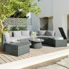 10 Piece Half Round Wicker Conversational Sectional With Storage