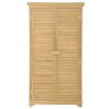 TOPMAX Wooden Garden Shed 3-tier Patio Storage Cabinet Outdoor Organizer Wooden Lockers with Fir Wood (Natural Wood Color -Shutter Design)