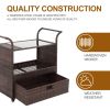 Outdoor Patio Wicker Rattan Serving Bar Cart Sideboard On Wheels Brown Gradient