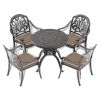 Ø31.50-inch Cast Aluminum Patio Dining Table with Black Frame and Umbrella Hole