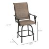 Outsunny Set of 2 Outdoor Swivel Bar Stools with Armrests, Bar Height Patio Chairs with Steel Frame for Balcony, Poolside, Backyard, Brown