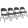 4pcs Elegant Foldable Iron & PVC Chairs for Convention & Exhibition Black