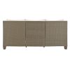 TREXM 4-Piece Rattan Outdoor Conversation Sofa Set with Wooden Coffee Table and Cushions Seating 5 People for Patio, Garden and Backyard (Brown Grey)