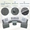 10 Piece Half Round Wicker Conversational Sectional With Storage