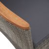 9 Piece Patio Dining Set Cushioned Poly Rattan Gray With Wood Detail