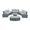10 Piece Half Round Wicker Conversational Sectional With Storage