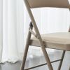4pcs Elegant Foldable Iron & PVC Chairs for Convention & Exhibition Light Brown