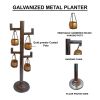 52 Inch Tall Plant Stand with 4 Hanging Pots, Antique Bronze, Gold, Black