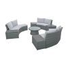 10 Piece Half Round Wicker Conversational Sectional With Storage