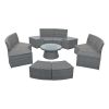 10 Piece Half Round Wicker Conversational Sectional With Storage