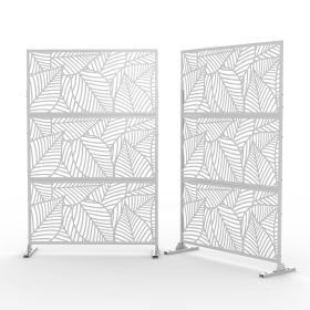 6.5 ft. H x 4 ft. W Patio Laser Cut Metal Privacy Screen;  24"*48"*3 panels (Material: Galvanized steel, Color: White)