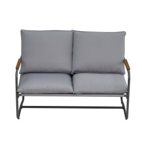 4-Piece Outdoor Patio Furniture Sets, Patio Conversation Set with Removable Seating Cushion, Courtyard Patio Set for Home, Yard, Poolside (Color: as Pic)