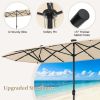 13FT Double-sided Patio Umbrella with Solar Lights for Garden Pool Backyard