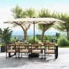 13FT Double-sided Patio Umbrella with Solar Lights for Garden Pool Backyard