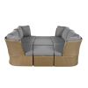 U_Style Customizable Outdoor Patio Furniture Set, Wicker Furniture Sofa Set with Thick Cushions, Suitable for Backyard, Porch.