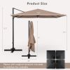 9.5 Feet Square Patio Cantilever Umbrella with 360° Rotation