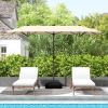 13FT Double-sided Patio Umbrella with Solar Lights for Garden Pool Backyard