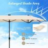 13FT Double-sided Patio Umbrella with Solar Lights for Garden Pool Backyard